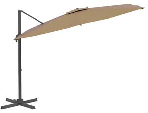 Umbrelă în consolă, stâlp din aluminiu, gri taupe, 400x300 cm