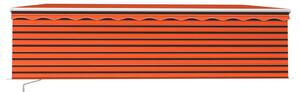Copertină retractabilă manual, cu stor, portocaliu&maro, 5x3 m