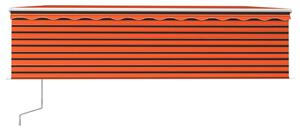 Copertină retractabilă automat cu stor, portocaliu&maro, 5x3 m