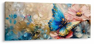 Tablou - Pictura de flori și fluturi (120x50 cm)
