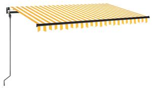Copertină retractabilă manual cu LED, galben și alb, 400x300 cm