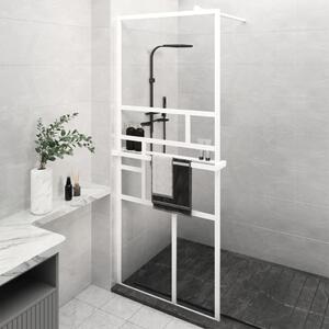 Paravan duș walk-in cu raft alb 80x195 cm sticlă ESG/aluminiu