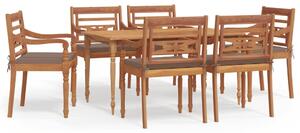 Set mobilier de grădină cu perne, 7 piese, lemn masiv de tec