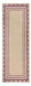Covor tip traversă mov/în culoare naturală țesut manual din lână 80x230 cm Lois Scallop – Flair Rugs