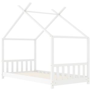 Cadru de pat pentru copii, alb, 70 x 140 cm, lemn masiv de pin