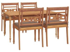 Set mobilier de grădină cu perne, 5 piese, lemn masiv de tec