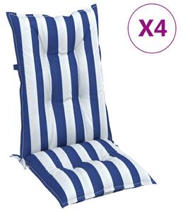 Perne de scaun, 4 buc. dungi albastre&albe, 120x50x7 cm, textil