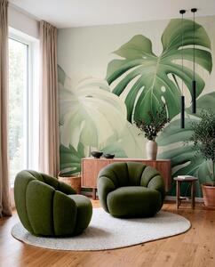Tapet Monstera, frunze de palmier, Fototapet Natură, w05909 : Uwalls.ro