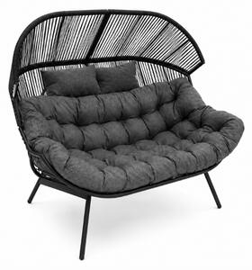 Canapea de gradina AURELO cu doua locuri 146 cm, neagra