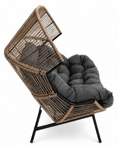 Canapea de gradina AURELO cu doua locuri 146 cm, maro
