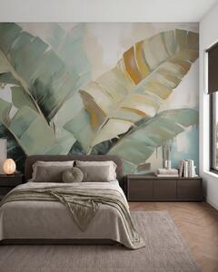 Tapet Frunziș abstract, pictură în stil imitație, Imagini de fundal unice, w05906 : Uwalls.ro