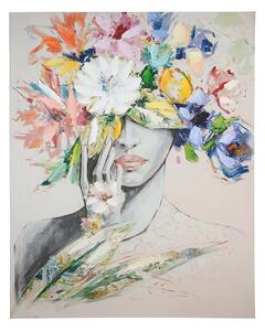 Tablou Woman Hat, panza, multicolor, 80x100x3 cm