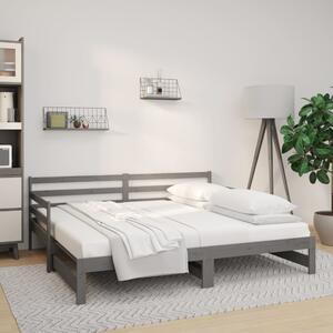 Pat de zi extensibil, gri, 2x(90x190) cm, lemn masiv de pin