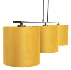 Lampă suspendată cu nuanțe de velur galben cu aur 20cm - Combi 3 Deluxe
