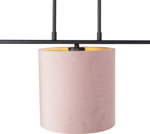 Lampă suspendată cu nuanțe de velur roz cu aur 20cm - Combi 3 Deluxe