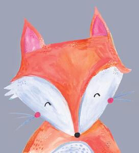 Ilustrare Woodland fox on grey, Laura Irwin, (30 x 40 cm)