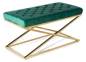 Bancă matlasată SALIBA 50x97 cm aurie/verde