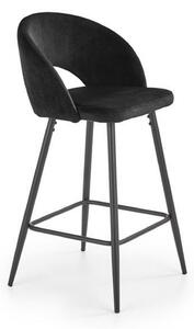 Scaun bar H96, negru - HLR 66, stofa catifelata/otel, 48x49x89 cm