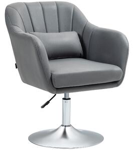 HOMCOM Scaun de birou pivotant la 360° cu Inaltime Reglabila din Material Respirabil, cu Perna, 60x60x79-91 cm, Gri | Aosom Romania