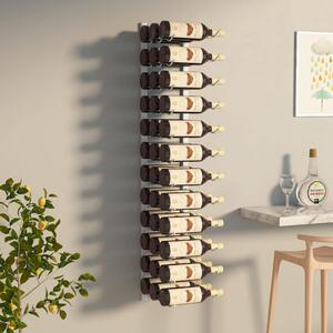 Suport sticle de vin montat pe perete, 36 sticle, alb, fier