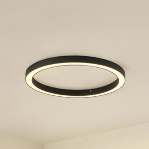 Lucande Plafonieră LED Neor, negru, Ø 60 cm, CCT, dimabil, reglabil, Negru, Hol, Metal, Modern