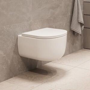 Invena Korfu vas wc cu capac soft-close agăţat fără margine cu spălare turbionară alb lucios CE-95-001