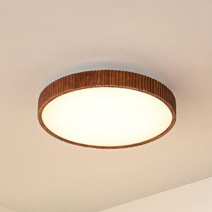 Lindby plafonieră LED Velua, alb/lemn închis, CCT, Ø 50 cm, reglabil, Lemn, Camera de zi / sufragerie, Lemn, Modern