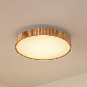 Lindby plafonieră LED Velua, alb/lemn deschis, CCT, Ø 50 cm, reglabil, Lemn, Camera de zi / sufragerie, Lemn, Modern