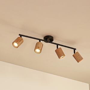 Lindby Spot de tavan Stralino, 4 becuri, lungime 60 cm, lemn, reglabil, Lemn, Hol, Lemn, Modern
