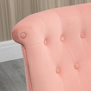 HOMCOM Scaun modern de accent capitonat, fotoliu de catifea pentru dormitor cu picioare din lemn, roz | AOSOM RO