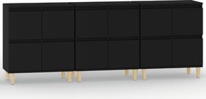 Dulapuri, 3 buc, negru, 60x35x70 cm, lemn prelucrat