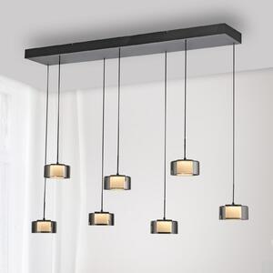 Paul Neuhaus Lampă suspendată LED Rika, 135 cm, sticlă, dimabil, reglabil, Negru, Camera de zi / sufragerie, Sticlă, Modern