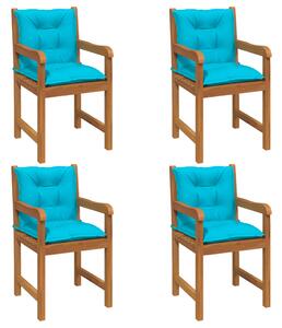 Perne scaun cu spătar scund, 4 buc., turcoaz 100x50x7 cm textil