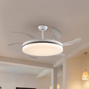 Schuller Valencia Ventilator de tavan cu LED Vento alb/bronz/transparent, Ø 150 cm silențios, reglabil, Transparent, Camera de zi / sufragerie, Plastic, Modern