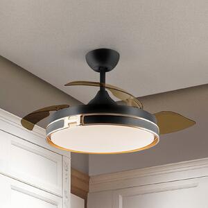Schuller Valencia Ventilator de tavan cu LED Herón negru/auriu/fum Ø 106 cm silențios, reglabil, Gri, Camera de zi / sufragerie, Plastic, Modern