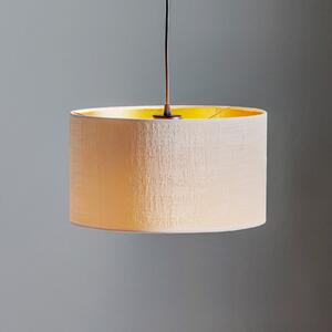 EMIBIG LIGHTING Lampă suspendată Jari cu abajur din pânză 1 bec, alb-auriu, reglabil, Alb, Camera de zi / sufragerie, Țesătură / Textil