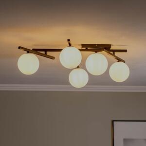 EMIBIG LIGHTING Plafonieră Smart, negru/opal, 5 becuri, reglabil, Negru, Camera de zi / sufragerie, Metal, Modern