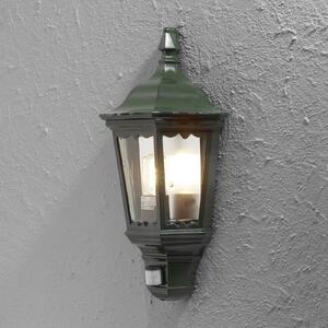 Konstsmide Aplică de exterior Firenze semicupă, senzor, verde, Verde, Sticlă, Casă de țară / Rustic