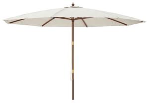 Umbrelă de soare de grădină stâlp din lemn, nisipiu, 400x273 cm