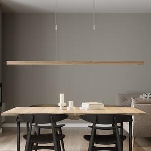 Quitani Lampă suspendată LED Nora, stejar natural, lungime 158 cm, reglabil, Lemn, Camera de zi / sufragerie, Lemn, Modern