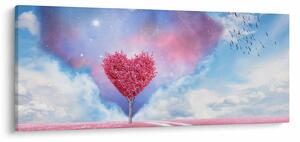 Tablou - Copac de inimă roz (120x50 cm)
