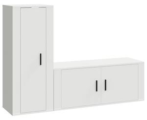 Set dulap TV, 2 piese, alb, lemn prelucrat
