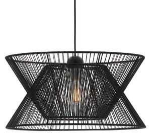 Viokef Lampă suspendată Argela cu abajur dublu pe negru, reglabil, Negru, Camera de zi / sufragerie, Scandinavă