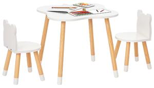 HOMCOM Set de Masă și Scaun din Lemn pentru Copii, Masă de Activități pentru Copii cu Vârsta de 3+ ani, 56x56x50 cm, Gri | Aosom Romania