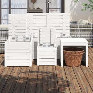 Set cutii de grădină, 4 piese, alb, lemn masiv de pin