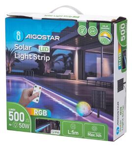 Bandă LED RGB solară dimabilă LED/5W/3,2V 5+2m IP65 + telecomandă