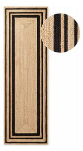 Covor tip traversă negru/în culoare naturală reversibil/țesut manual din iută 70x200 cm Jutta – Hanse Home