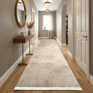 Traversa hol antiderapanta, 80x300 cm, soft 3D, model triunghi, bej