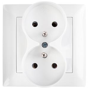 Priză dublă cu împământare și ramă OSTE JNH002-G White