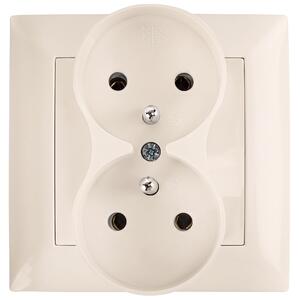 Priză dublă cu împământare și ramă OSTE JNH002-G Beige